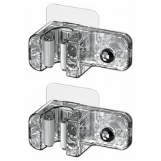 isona 愛收納 無痕免打孔拖把夾 滾輪夾 + 掛球, 透灰色, 2組