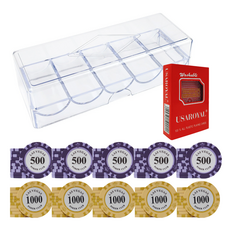 Dassadotcom 拉斯維加斯撲克籌碼 A2 100片 + 壓克力盒 + 皇家卡牌組, 1套, 混合色