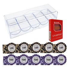 Dassadotcom 拉斯維加斯撲克籌碼 壓克力盒 + 皇家卡 + A1套組, 1套, 混合色