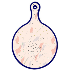 Roem Design 藍色版雙面圓形上菜砧板 圖案壓痕, 蘋果白, 1個