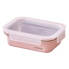 LocknLock 樂扣樂扣 彩色不鏽鋼保鮮盒 霧面玫瑰粉色 600ml, 1個, 單品
