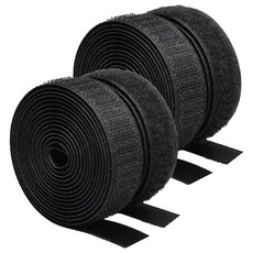 KUMAL 黏貼式超強力魔鬼氈膠帶 鉤面 20mm x 10m + 毛面 20mm x 10m 套組, 2套, 黑色