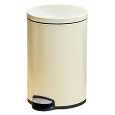 EKO 라운드조이 페달 휴지통, 크림, 12L, 크림