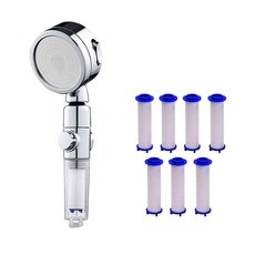 Dalmoa 3段水壓調節除鏽蓮蓬頭濾芯替換組 蓮蓬頭+濾芯 7個, 1套