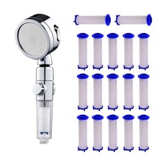 Dalmoa 3段水壓調節除鏽蓮蓬頭濾芯替換組 D 蓮蓬頭1個+濾芯17個, 1套