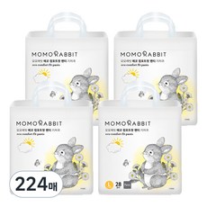 모모래빗 에코컴포트핏 팬티기저귀 유아용, 대형(L), 224매