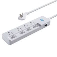 BC博銓 延長用電源線組 4開關4插座 過載保護 防雷擊 防突波, 2.5m, 白色, 1個