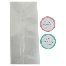 透明包裝袋 50入+請好好享用韓文字樣貼紙 50入, 1套