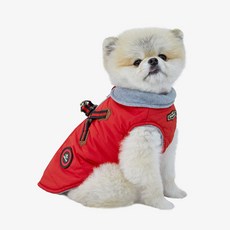 RealPet 반려동물 패딩 가슴줄 조끼, 레드, 1개