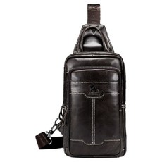 男款真皮頭層牛皮復古胸包/肩背包, LB800, 深咖啡, 1個