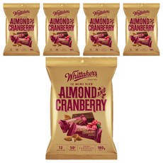Whittaker's 迷你杏仁蔓越莓巧克力, 180g, 5袋