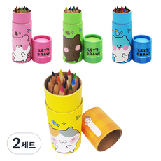 agaplus 簡約木質迷你彩色鉛筆4件組, 12色, 2套