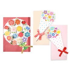 2Youngdesign 大花束捲筒信紙 + 花束留言卡 2入組, 亮粉色 + 隨機出貨, 1組