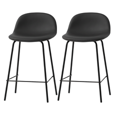 MH家居 皮革靠背吧台椅 60cm, 深灰色, 2個