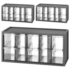 livinbox A9-510 小幫手零件分類箱（10抽）, 378 x 154 x 189mm, 黑色, 3個