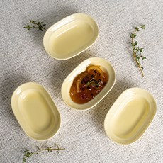 La Ceramique Le Palette 陶瓷橢圓醬料碗, 檸檬黃, 4個