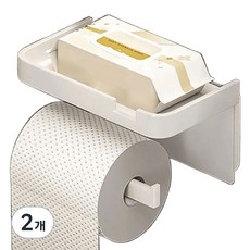 Joinmade 無孔浴室手機架與衛生紙架, 2個, 白色