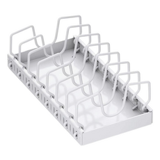 MEO 廚房免鑽孔平底鍋滑動式收納整理架, 1個, 白色