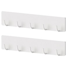 LIVING HOME DETAIL 免鑽孔黏貼式壁掛5連鉤 LHD-049, 白色, 2個