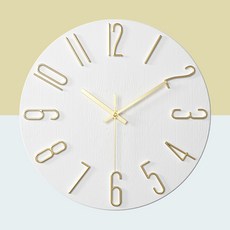 Luaz 室內裝飾靜音圓形現代30cm掛鐘, 平光白