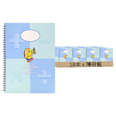 b fancy BKids 小學微笑 4格網格數學筆記本練習冊, 18本, 薄荷藍