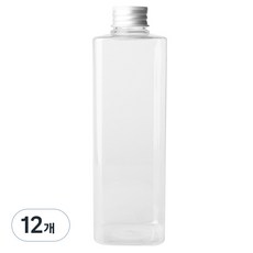 병도매닷컴 DTS500 투명 음료용기 알루미늄 실버캡, 500ml, 12개