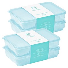 땡스소윤 냉동실 전용 밀폐용기 7호 아쿠아, 4개, 600ml