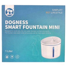 DOGNESS 多尼斯 自動飲水機MINI, 1公升 噴泉式出水口 淺水過低警示 缺水自動斷電, 白色, 1個