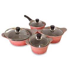 QUEEN SENSE 電磁爐適用不沾鍋具 4件組, 粉色的, 水鍋16cm+單水鍋18cm+水鍋20cm+火鍋24cm
