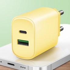 홈플래닛 20W 2포트 PD 고속충전기 (애플 아이폰 호환), 옐로우, 1개