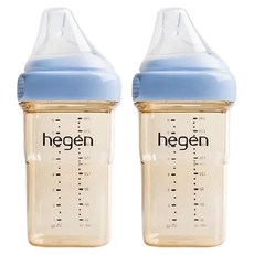 hegen 台灣公司貨 金色奇蹟 PPSU多功能方圓型寬口奶瓶, 沁藍, 240ml, 2個