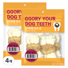 꼬리치는강아지 강아지 딩고껌 중형 6p, 240g, 4개, 혼합맛(치킨/우유)