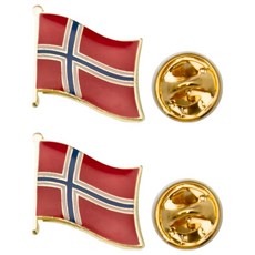 A-ONE 匯旺 國旗別針 NO.024P 挪威 Set 2, 鐵烤漆+波麗+電鍍青銅材質, 15mm長 12mm寬 1mm厚, 彩色, 1件