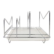 DAY&DAY 日日家居 桌上型平底鍋架 ST3031 304不鏽鋼 電鍍鉻色, 美耐皿滴水盤 白色 台灣製, 1個, 1