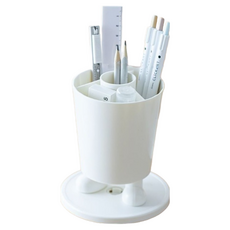 빅벅 파스텔 모던 회전 칸막이 분리형 연필꽂이, 화이트, 1개
