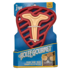 Petmate jw 洞洞尼龍骨 零食玩具, 造型牛排 紅色 + 白色, 1個