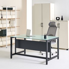 티에스퍼니처 TS 03 강화유리 가림막 철제 데스크 컴퓨터책상 방문설치, 상판(강화유리화이트), 프레임(블랙)