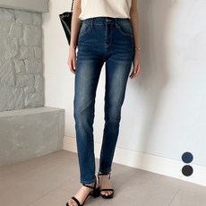 afinar 女款修身直筒內鬆緊帶全彈力丹寧褲