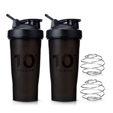 10도씨 블렌딩 쉐이커 보틀 + 블랜더볼, 블랙, 600ml, 2개
