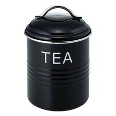 SALUS 佐藤金屬 復古收納罐 TEA 黑色, 1個