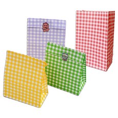 문구담 체크 구디백 종이 포장봉투, 랜덤발송, 50개