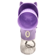 捷華 貓耳款水糧一體隨行杯-紫色, 寵物日常使用, 1個