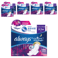 whisper 好自在 台灣公司貨 液體衛生棉 清新淨味, 夜用加長型, 9片, 6盒