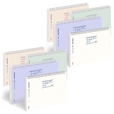 뮤니드 잇츠 스프링 3분할 그리드 컬러 가로노트 4종 세트, Soft Beige+lvory+Sweet Purple+Green tea, 2세트