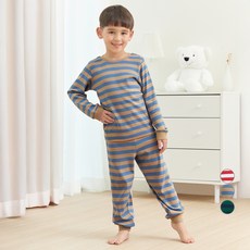LollyTree 兒童用30支棉羅紋先染條紋九分居家服上下裝套組