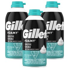 Gillette 吉列 刮鬍泡 敏感肌膚 美國製 4602 黑藍色, 3個, 311g