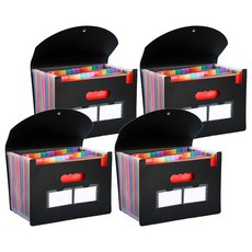 MURA 25格手風琴式便攜帶蓋文件夾, 黑色, 4個