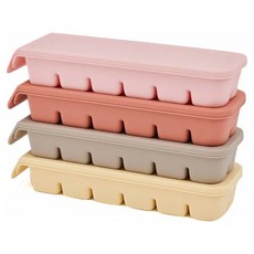 Firgi 孩童副食品分裝矽膠密封冷凍盒, Beige+Warm Gray+Indi Pink+Pastel Pink, 240ml, 4個