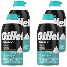 Gillette 吉列 刮鬍泡 敏感肌膚 美國製 4602 黑藍色, 4個, 311g