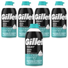 Gillette 吉列 刮鬍泡 敏感肌膚 美國製 4602 黑藍色, 5個, 311g